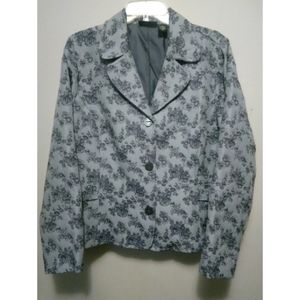 Relativity Slate Blue Grey Floral Blazer Jacket XL